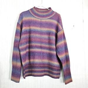 Beach Lunch Lounge Rainbow Ombre Mock Neck Sweater Size XL EUC